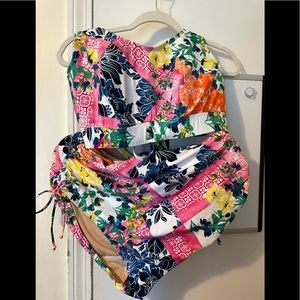 Cacique 5 piece floral swim set sz 18 NWOT
